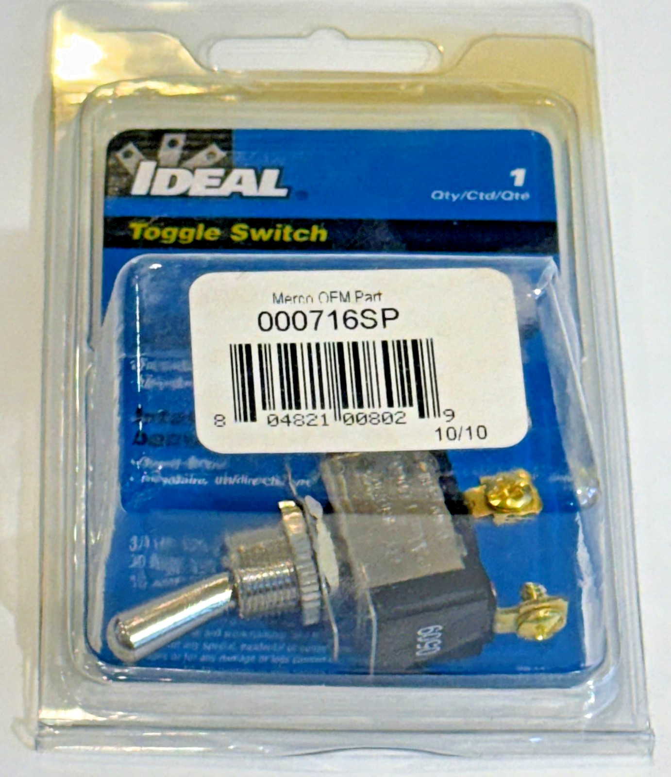MERCO LINCOLN ON/OFF TOGGLE SWITCH 15A 125V 000716SP SINGLE POLE