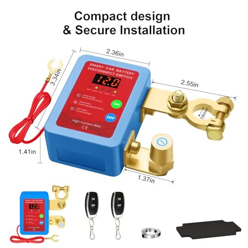 Remote Battery Disconnect Switch 12V, 240A Kill Switch for Car with blue
