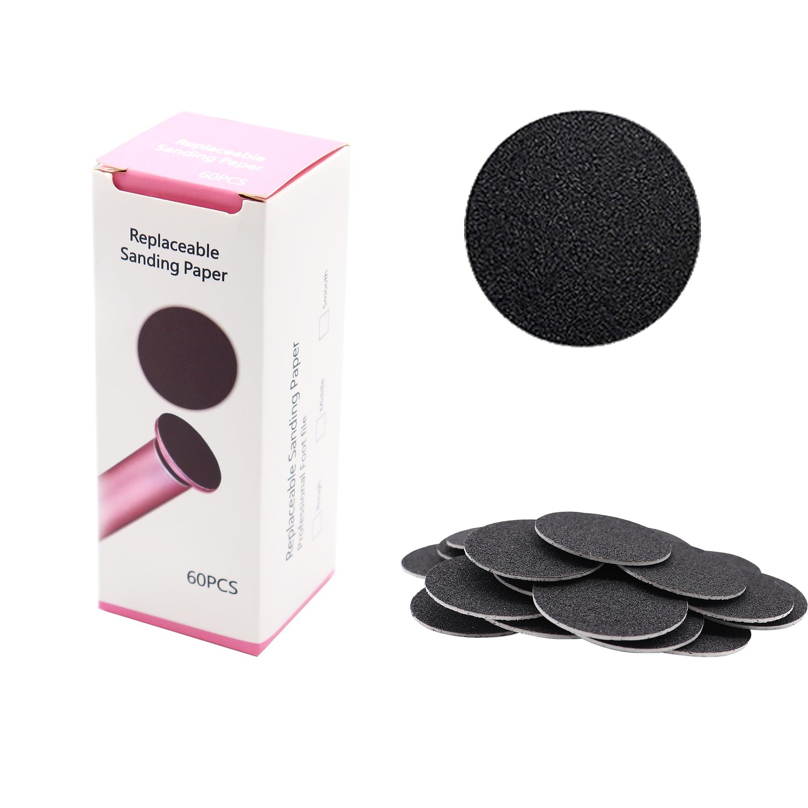 60 Pcs Replaceable Sandpaper Refill Discs for Electric Foot File Callus Remover