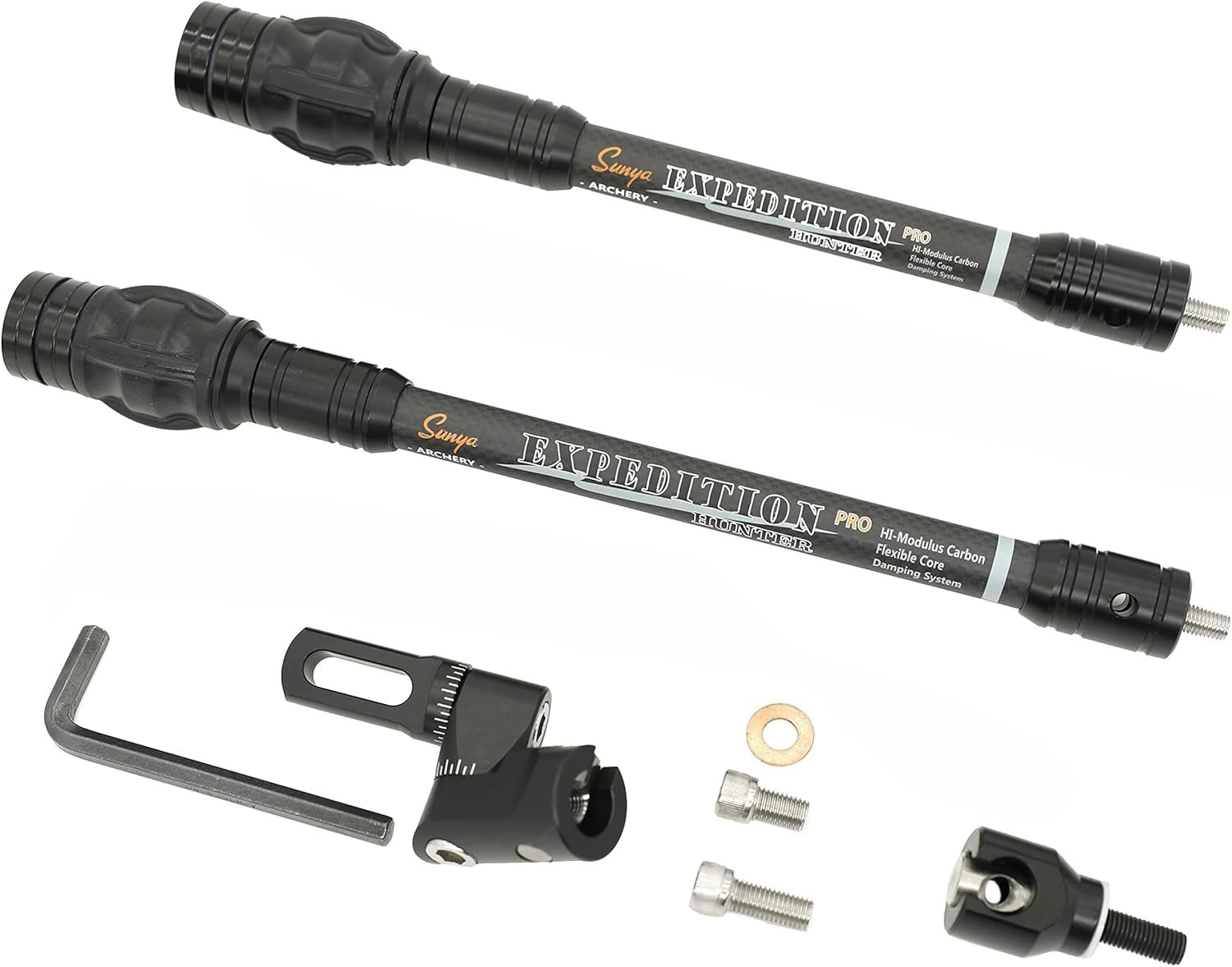 Archery Bow Stabilizer for Compound Bow, Carbon Fiber Body Flexible Core, Dam...