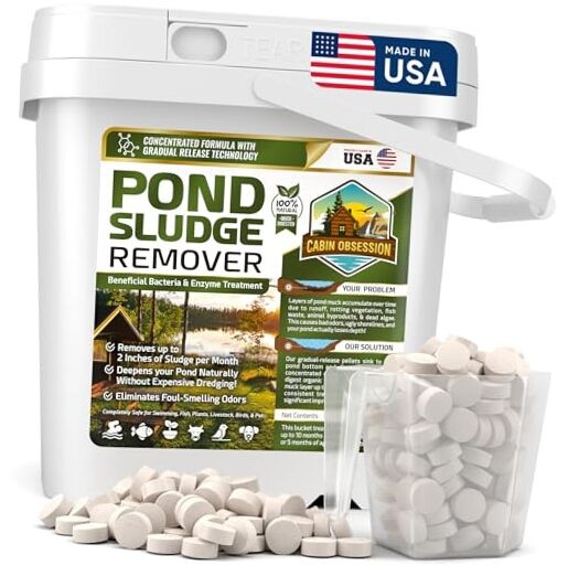Pond Sludge Remover – 5 Pounds Beneficial Pond Bacteria & Enzyme 10 Scoops