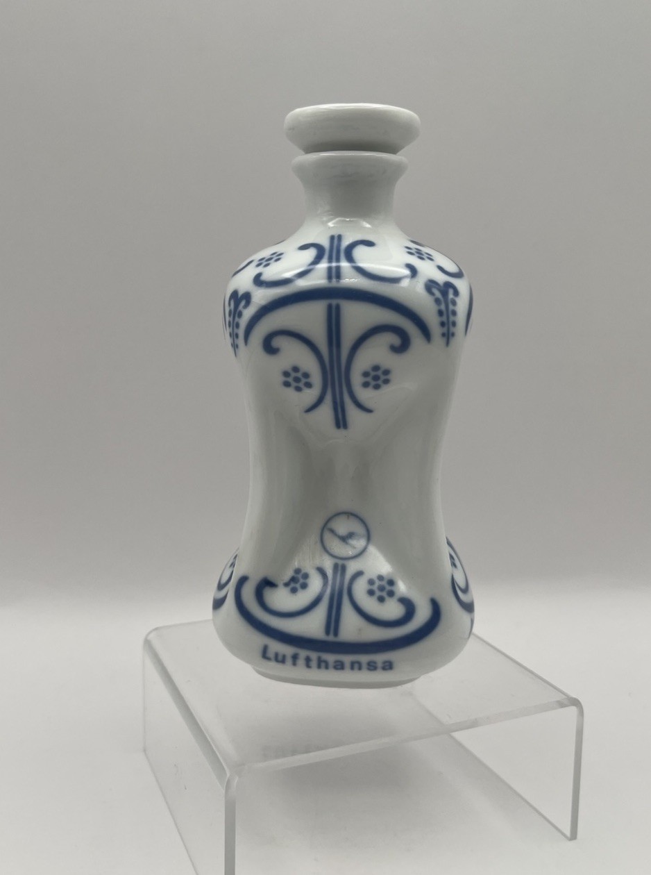 Lufthansa Liquor Bottle Airline Souvenir Blue & White Beautiful Bavaria