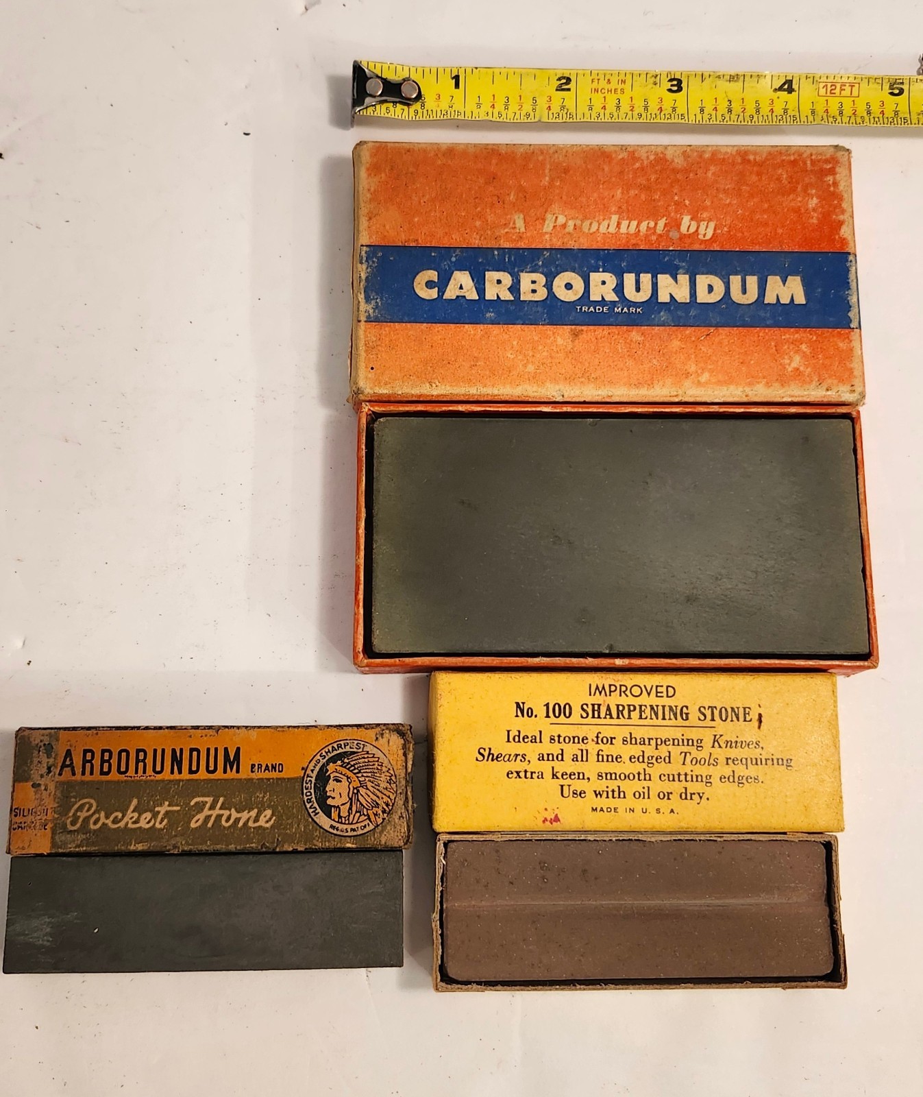 Lot Of 3 Vintage Sharpening Stones Carborundum No. 149 103 + No 100 Look