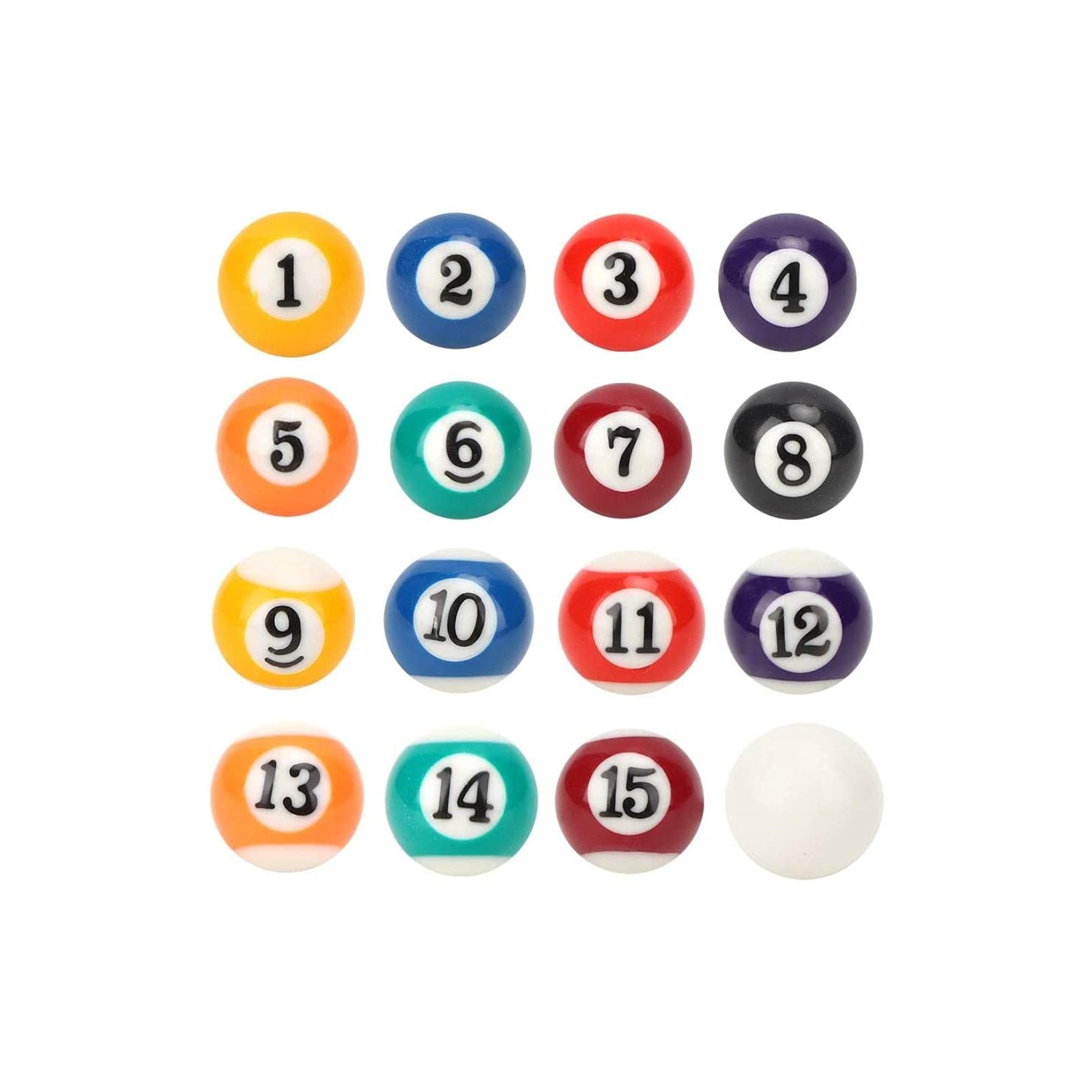 16 PCS 2.5cm 0.98 Inch Children Billiard Ball Toy Multicolor Plastic Pool Ball