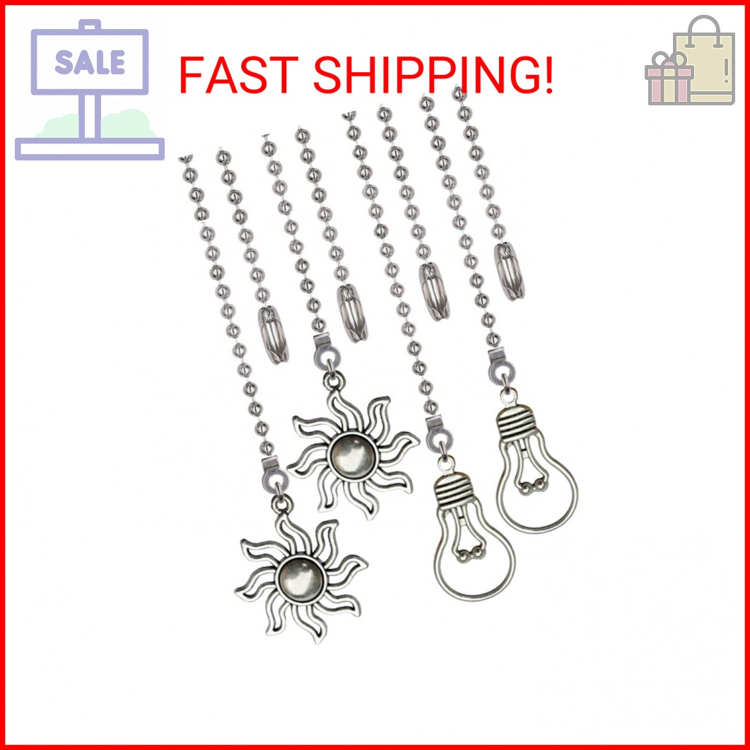 Aiyonoyia 4 Pack Ceiling Fan Pull Chain, 12 Inch Pull Chains Extension Ornaments