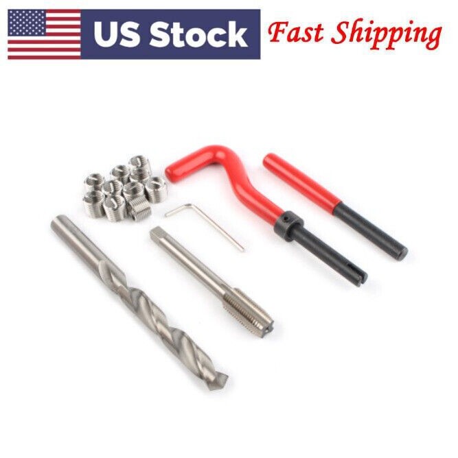 M10 x 1.25 Metric Thread Repair Install Tool Insert Kit M10 Helicoil Coil 15PCS