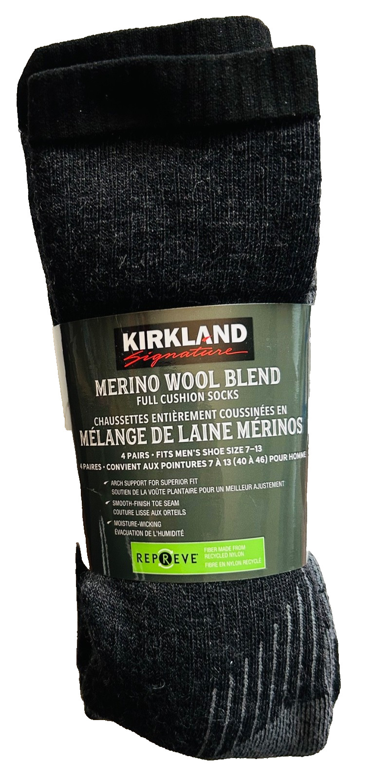 4-Pair Merino Wool Blend Men's MADE IN THE USA WARM HD Thick Hiking Socks