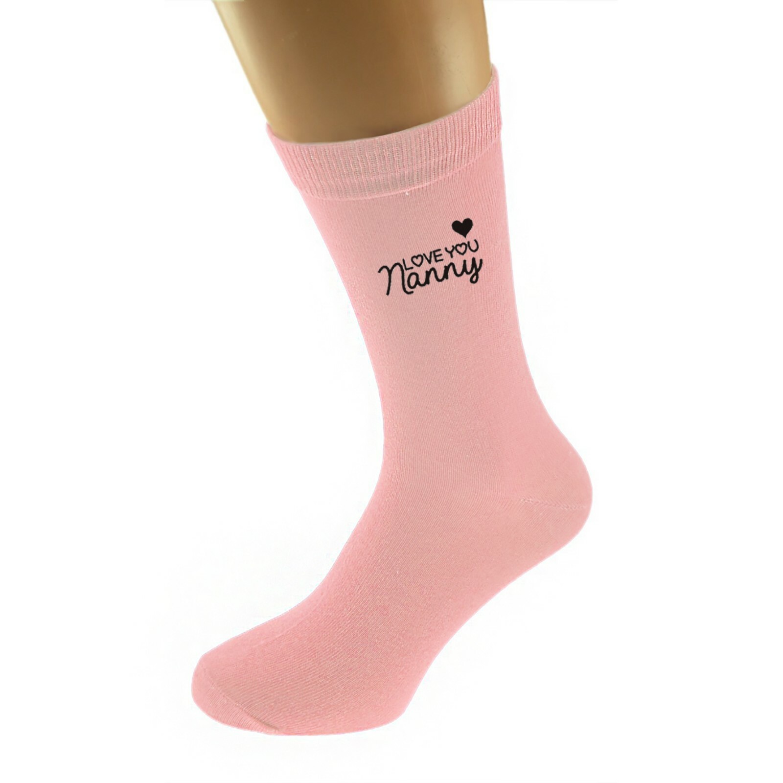 Love you Nanny Heart Design Pale Pink Ladies Socks UK Size 3.5-7.5 - N1306