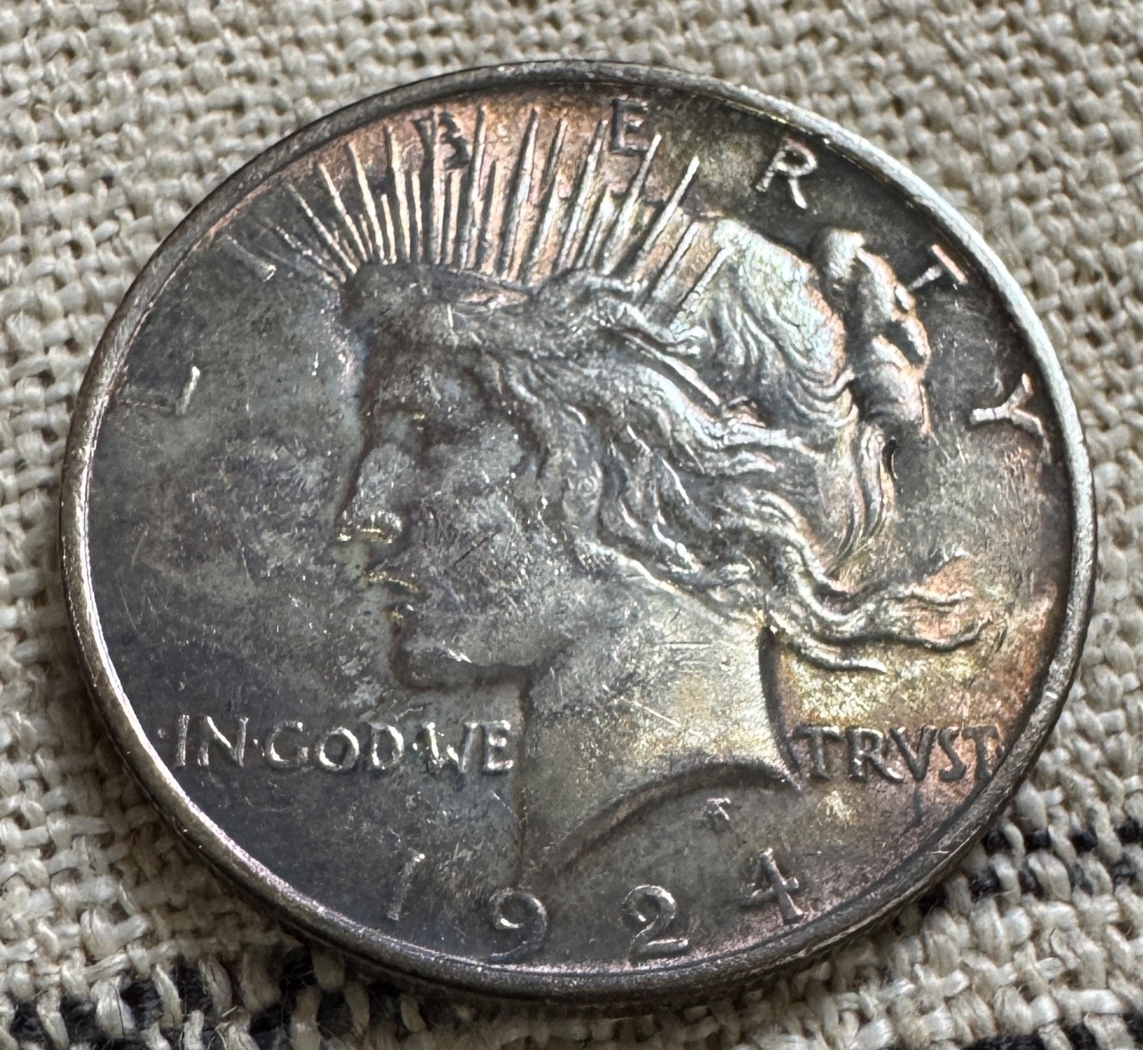1924 Silver Peace Liberty Dollar Coin with Nice Toning