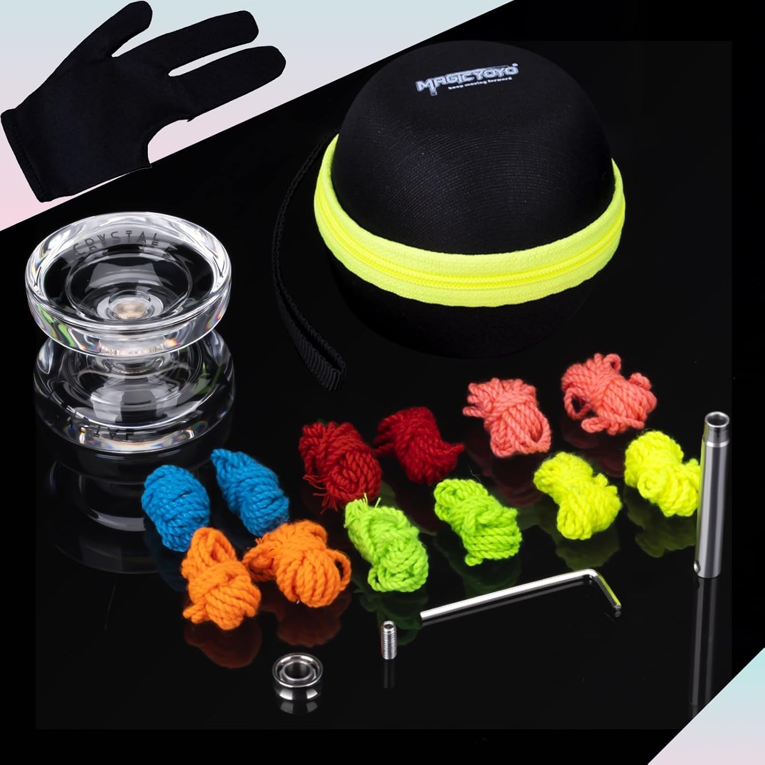 Professional K2 Crystal White Yo-Yo: Beginner Friendly with Extra Strings & Case
