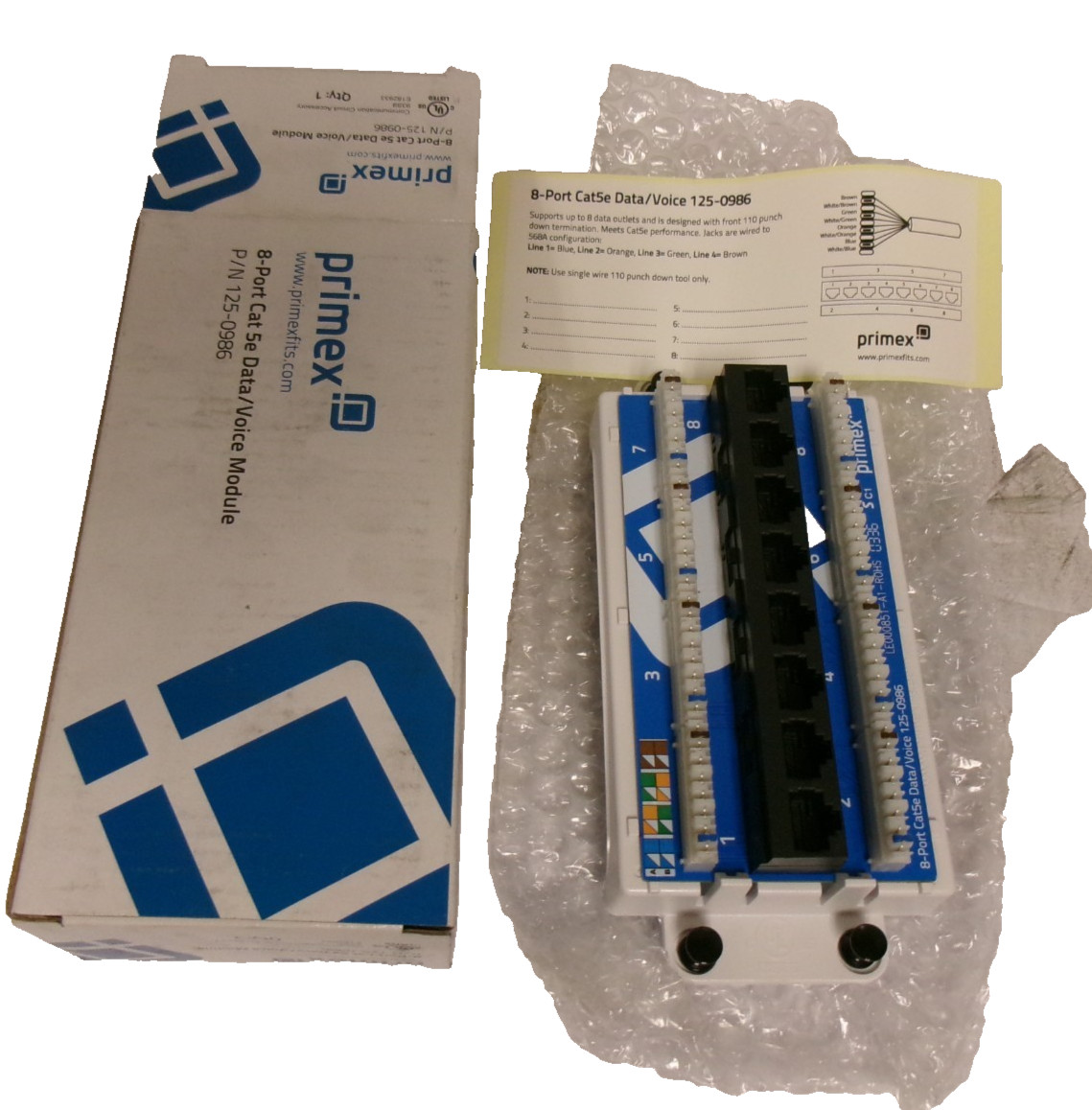 BRAND NEWPRIMEX 8-PORT Cat5 Voice w/ Module P/N 125-0986 Lot of 19