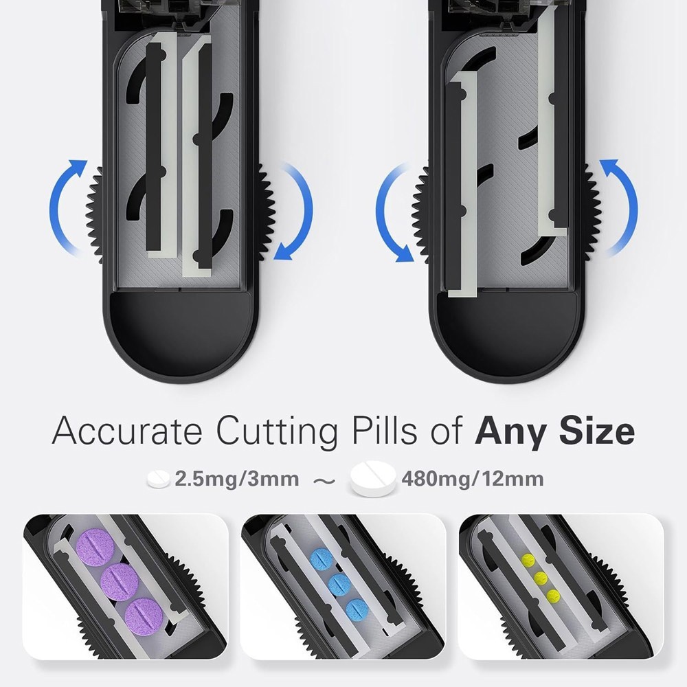 Pill Cutter Tablet Splitter Adjustable for Small & Large Pills Fast Easy Cut US