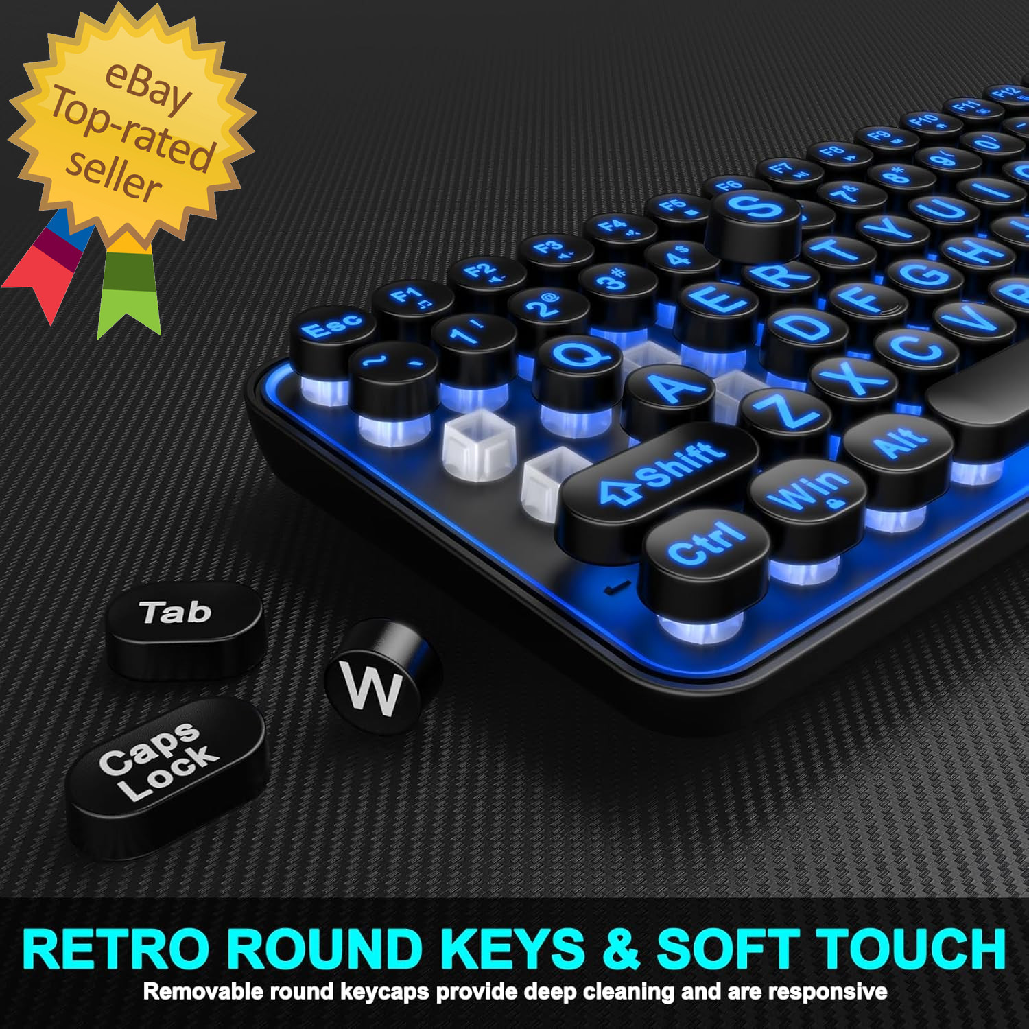Large Print Backlit Keyboard, Wired USB Lighted Computer Keyboards with 7-Color