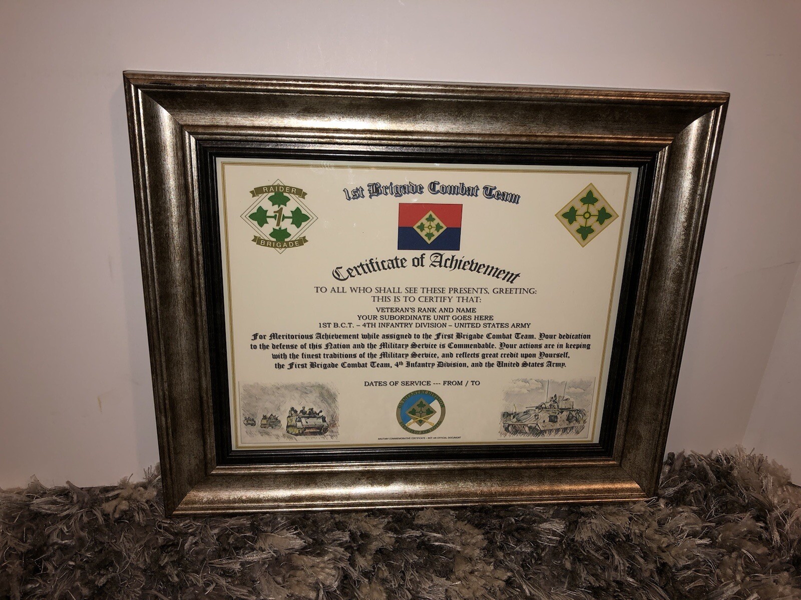 1ST B.C.T. / 4TH INFANTRY DIVISION (COMMEMORATIVE CERTIFICATE)