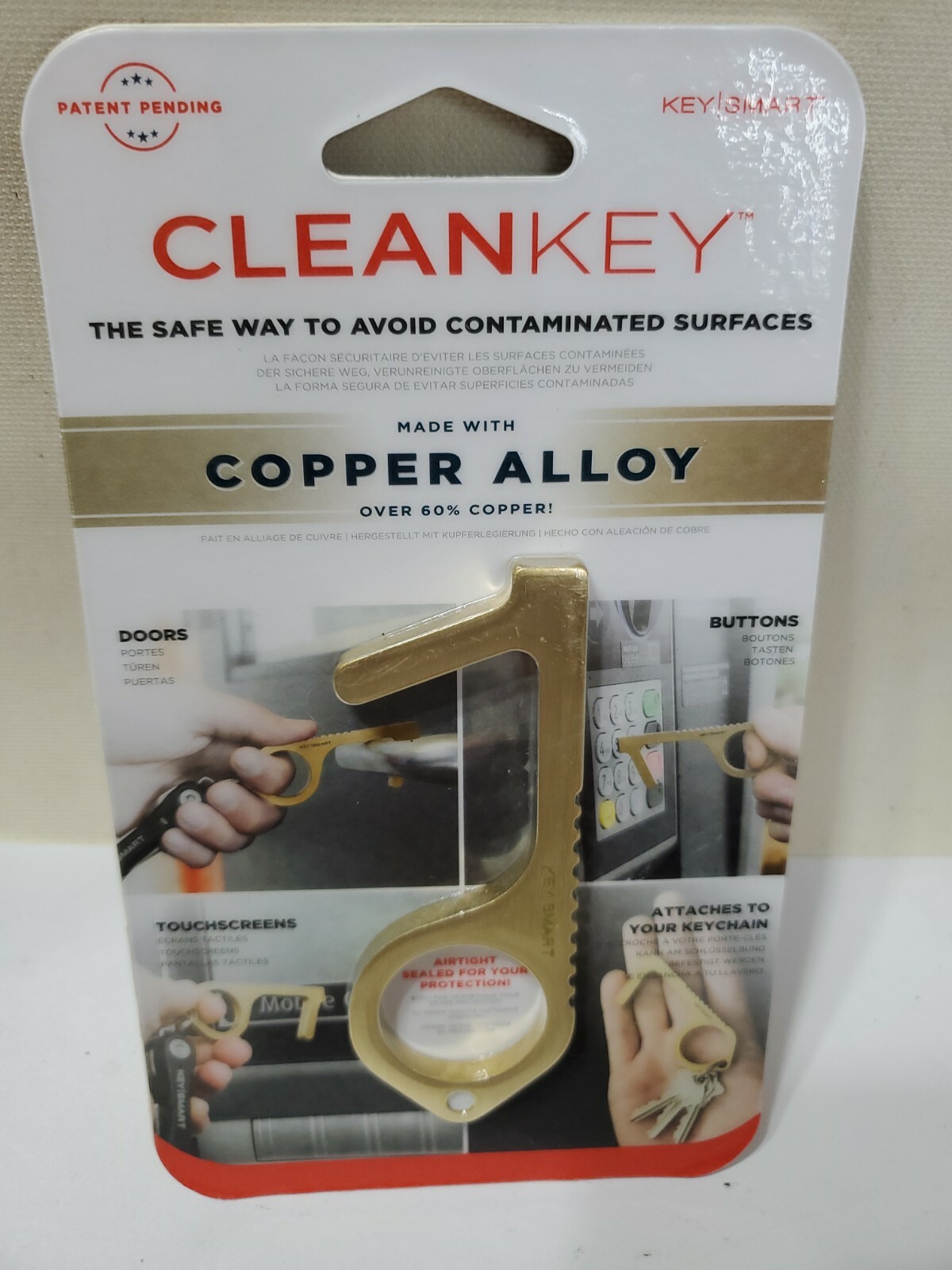 KEYSMART CLEANKEY avoid contaminated surfaces  Brass Key Touch Screens