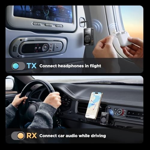 Bluetooth Transmitter Receiver 5.3 AptX Adaptive for Airplane TV Wireless