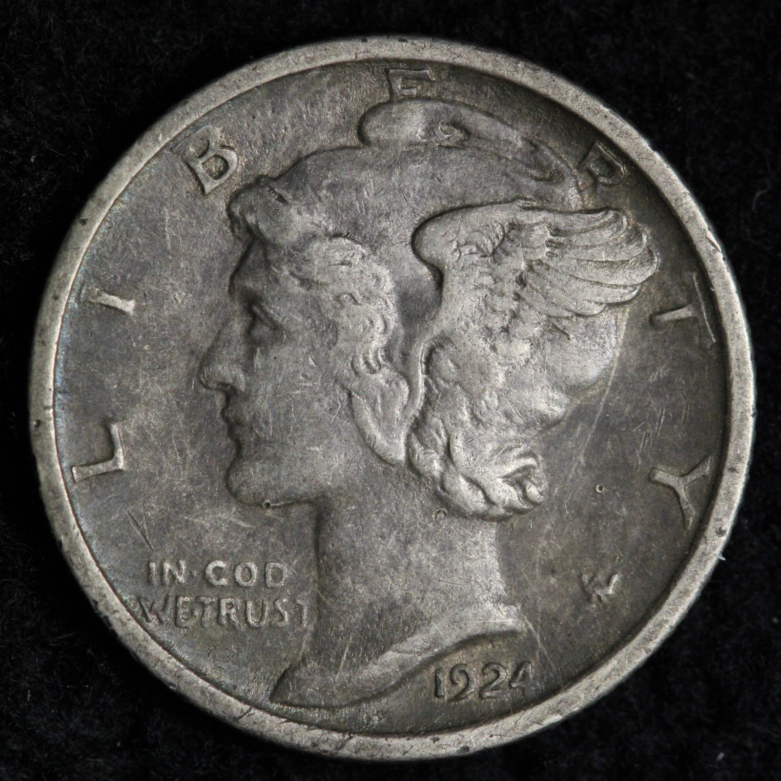 1924-D Mercury Silver Dime AU E254 OAMA