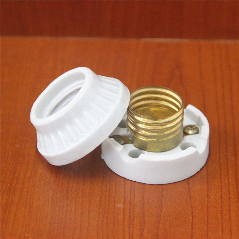 1x E26 E27 Light Socket Porcelain Ceramic Screw Socket Lamp Holder Bulb Base