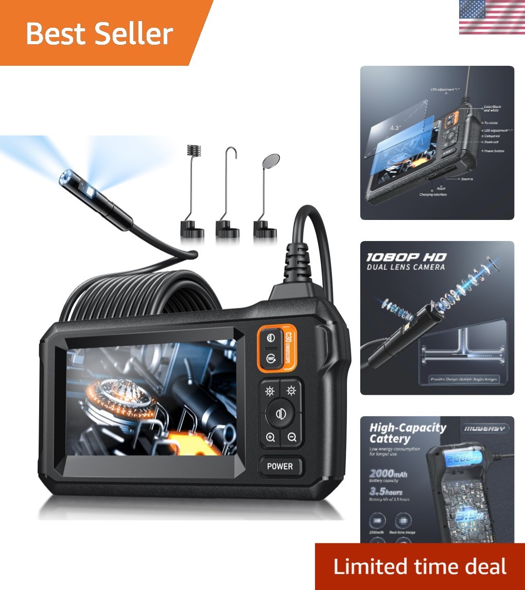 Waterproof Inspection Camera with 8 LED Lights & 1920P Clarity, 16.5FT