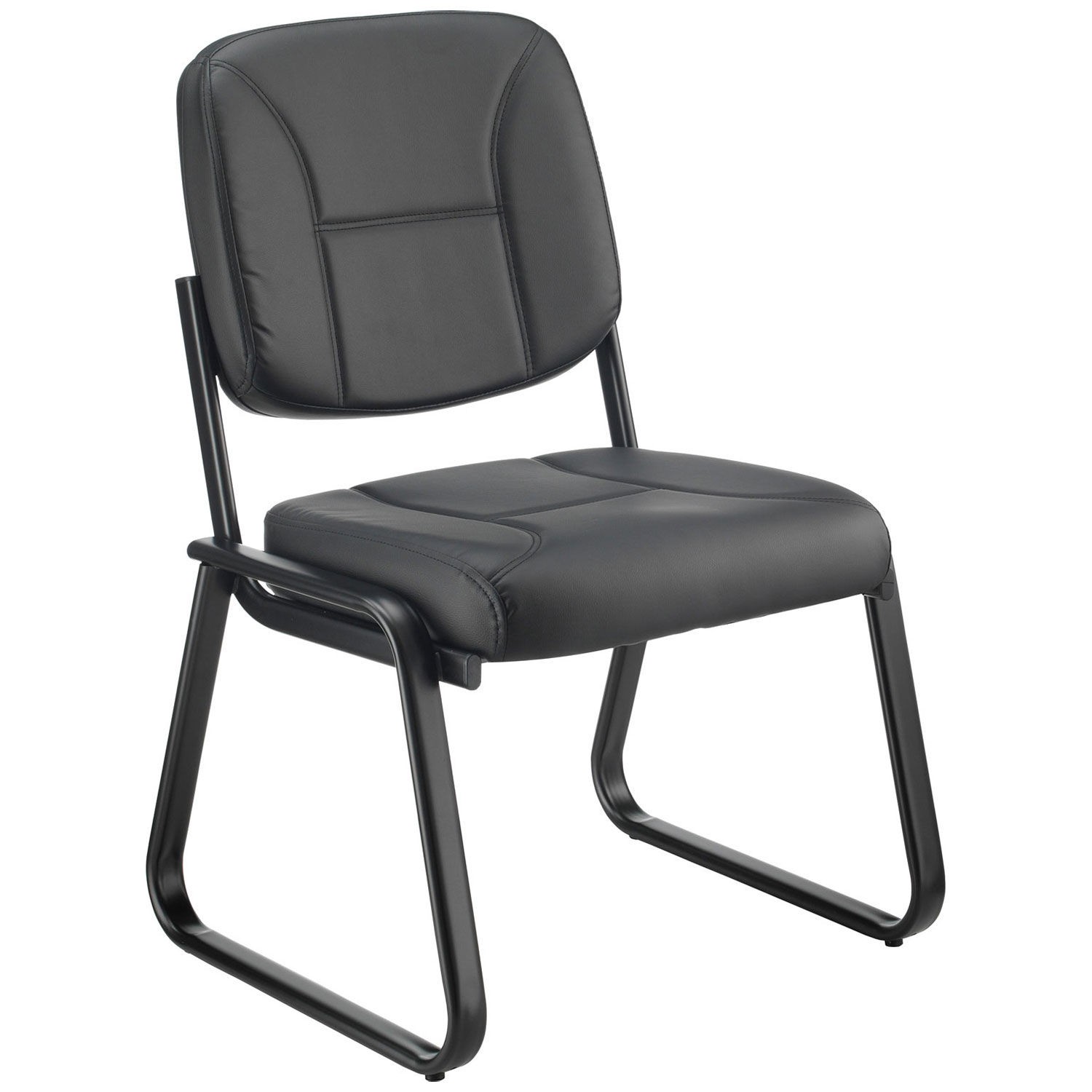 Global Industrial Bonded Leather Reception Chair Armless Black