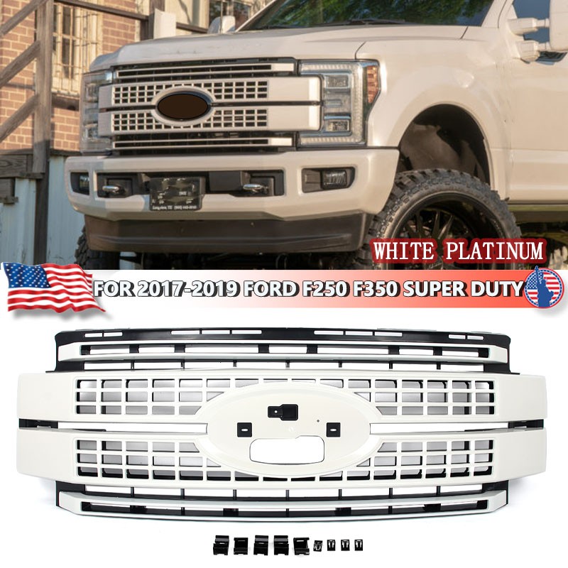 Grille For 2017 2018 2019 Super Duty F250 F350 Ford White Platinum Bumper Grill