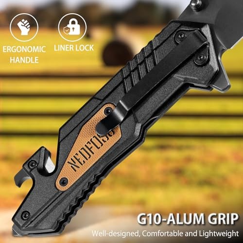 Pocket Knife AK10, 4 in 1 Pocket Tactical knife for Men Women, Hunting