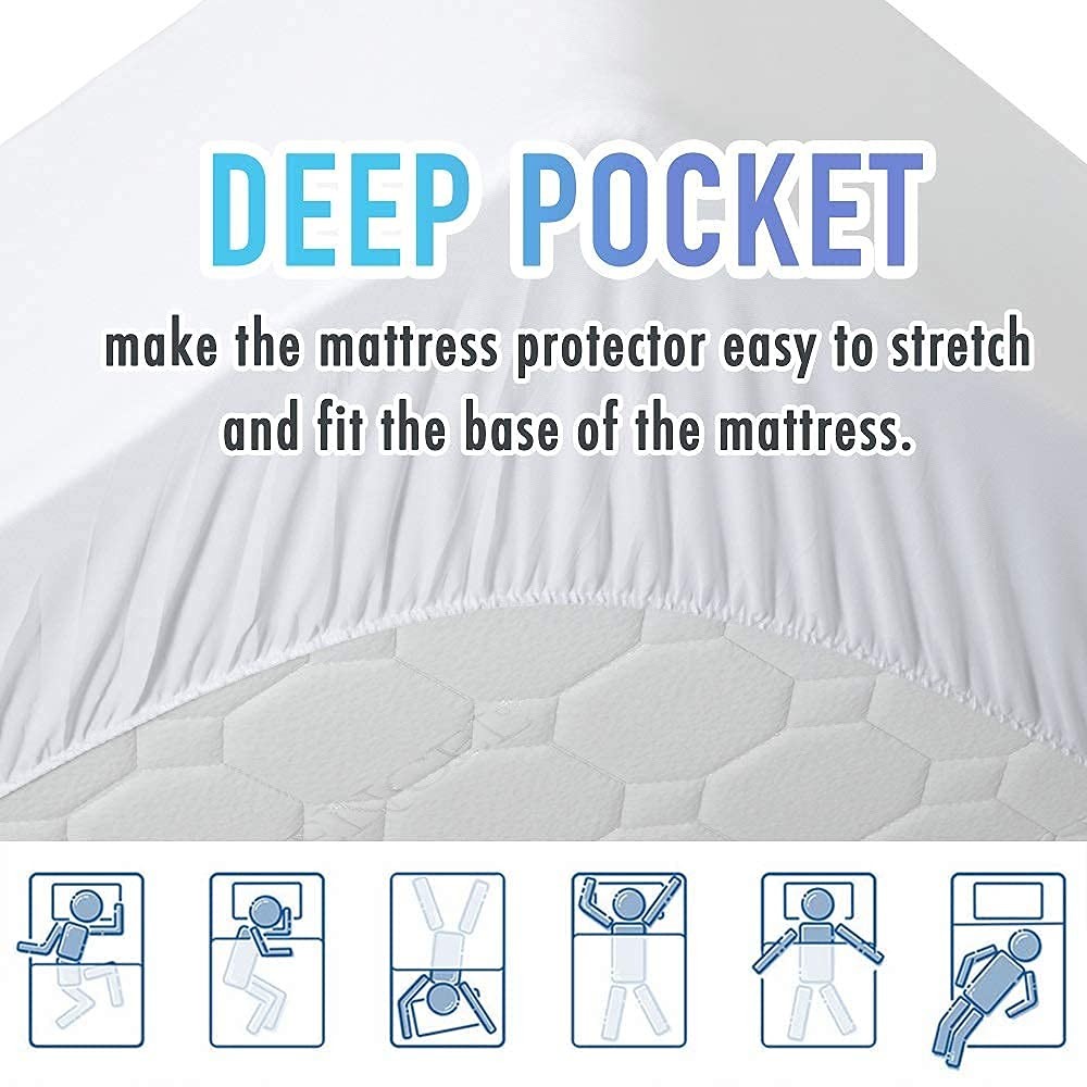 MATBEBY California King Mattress Pad - King, White - Curvy Pattern