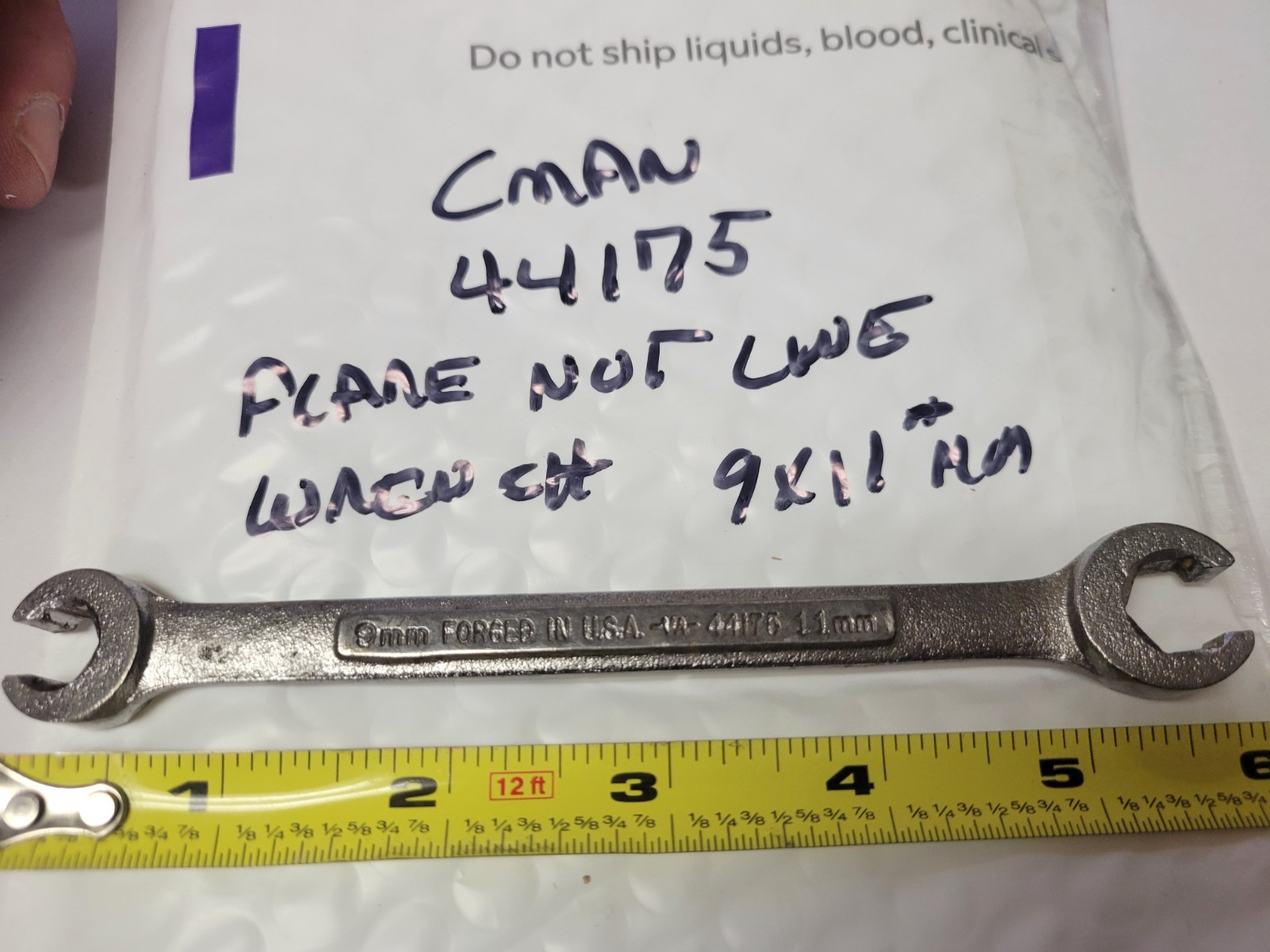Craftsman 44175 Metric 9mm X 11mm 6 Point Flare Nut Line Wrench  USA