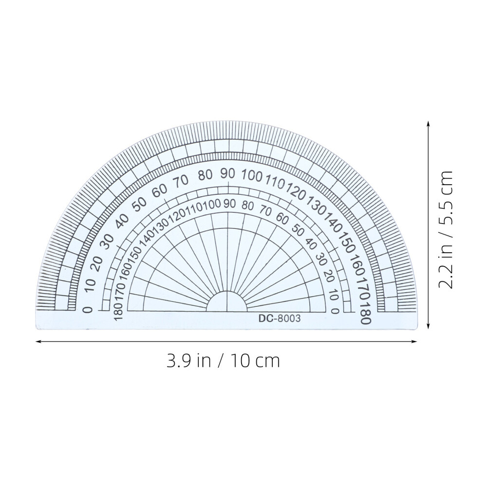 20PCS 4 Inch 10CM Plastic 180 Degrees Protractor for Angle Measurement