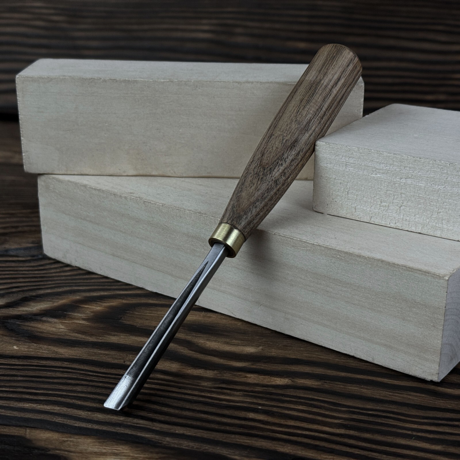 Hand-Forged V-Parting Chisel. Ash Handle Detail Tool with Sheath. Carver Gift.