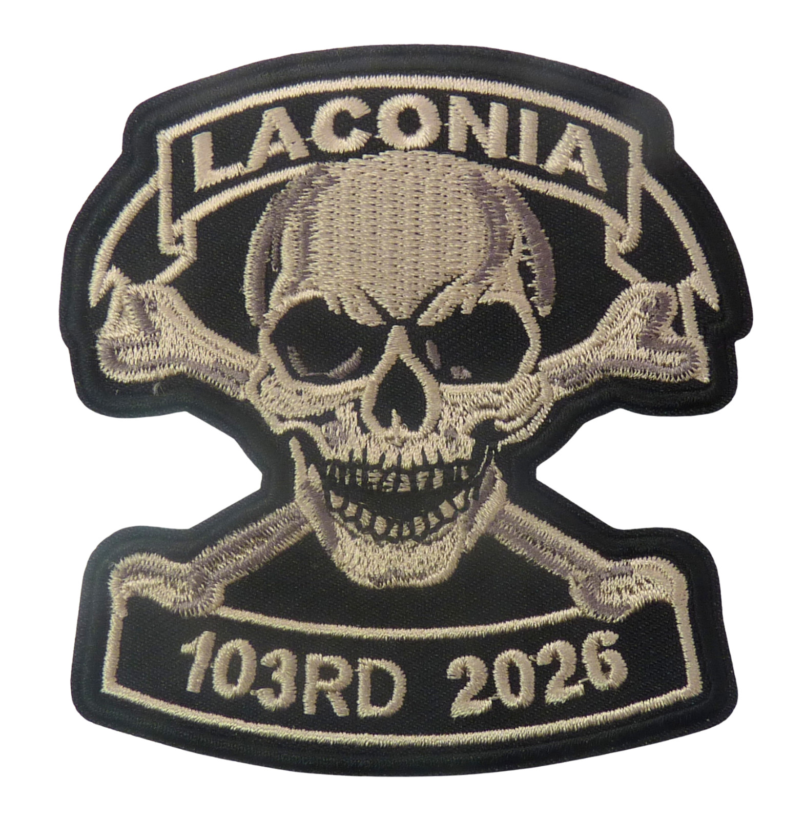 Laconia 103rd 2026 Skull and Crossbones Embroidered Patch.