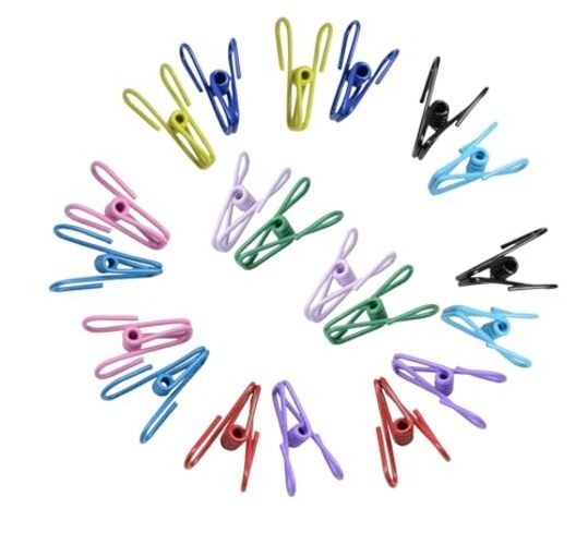 2 Inch Chip Clipspcs,Steel Clothes Pins Utility PVC-Coated Steel 20 Multicolor