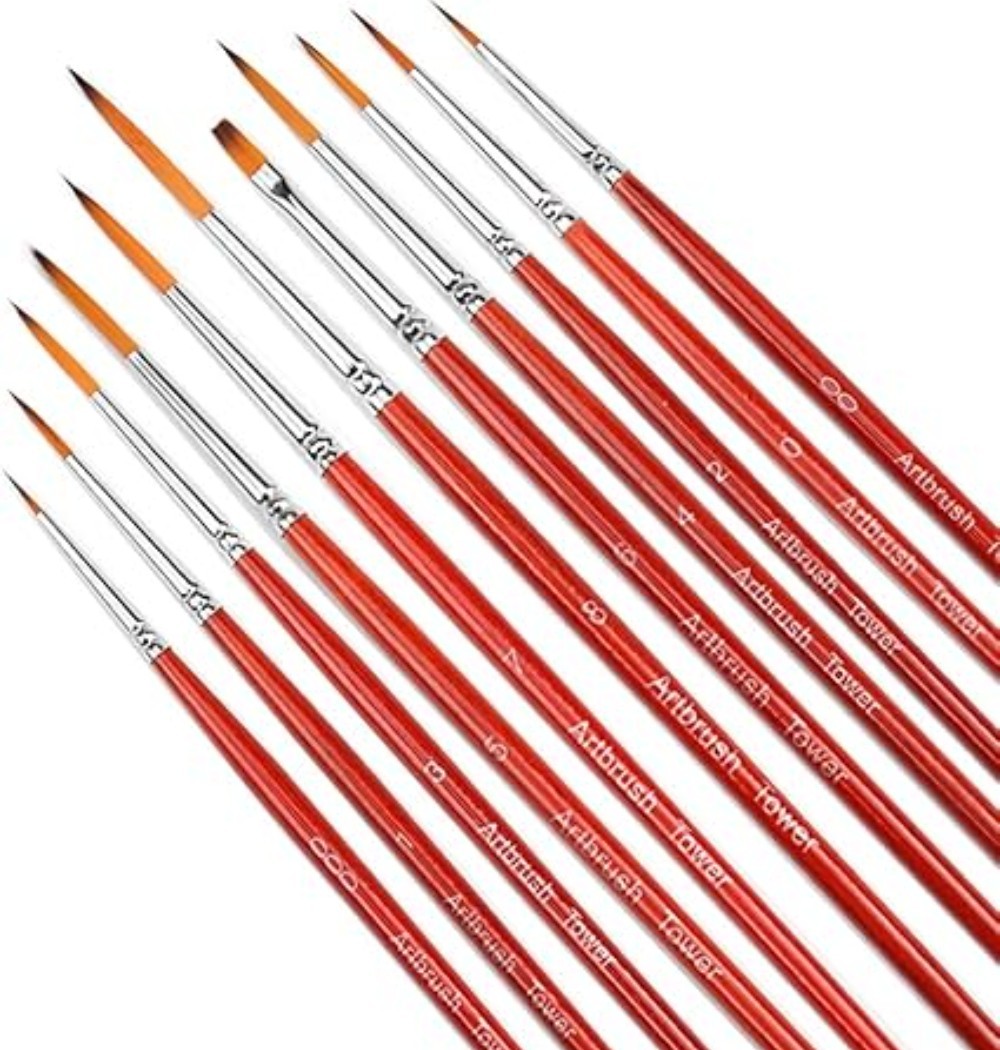 Fine Enamel Detail Brushes Set - Juego de Pinceles Finos para Detalle, 11 Pieces