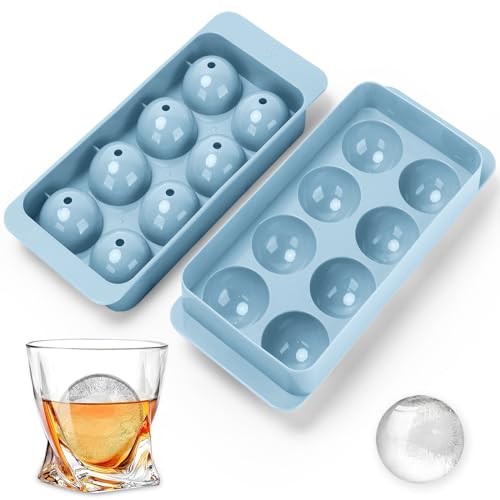 Round Ice Cube Mold,8 PCS x 1.8 in Whiskey Ice Cubes,Circle Ice Cube Tray with