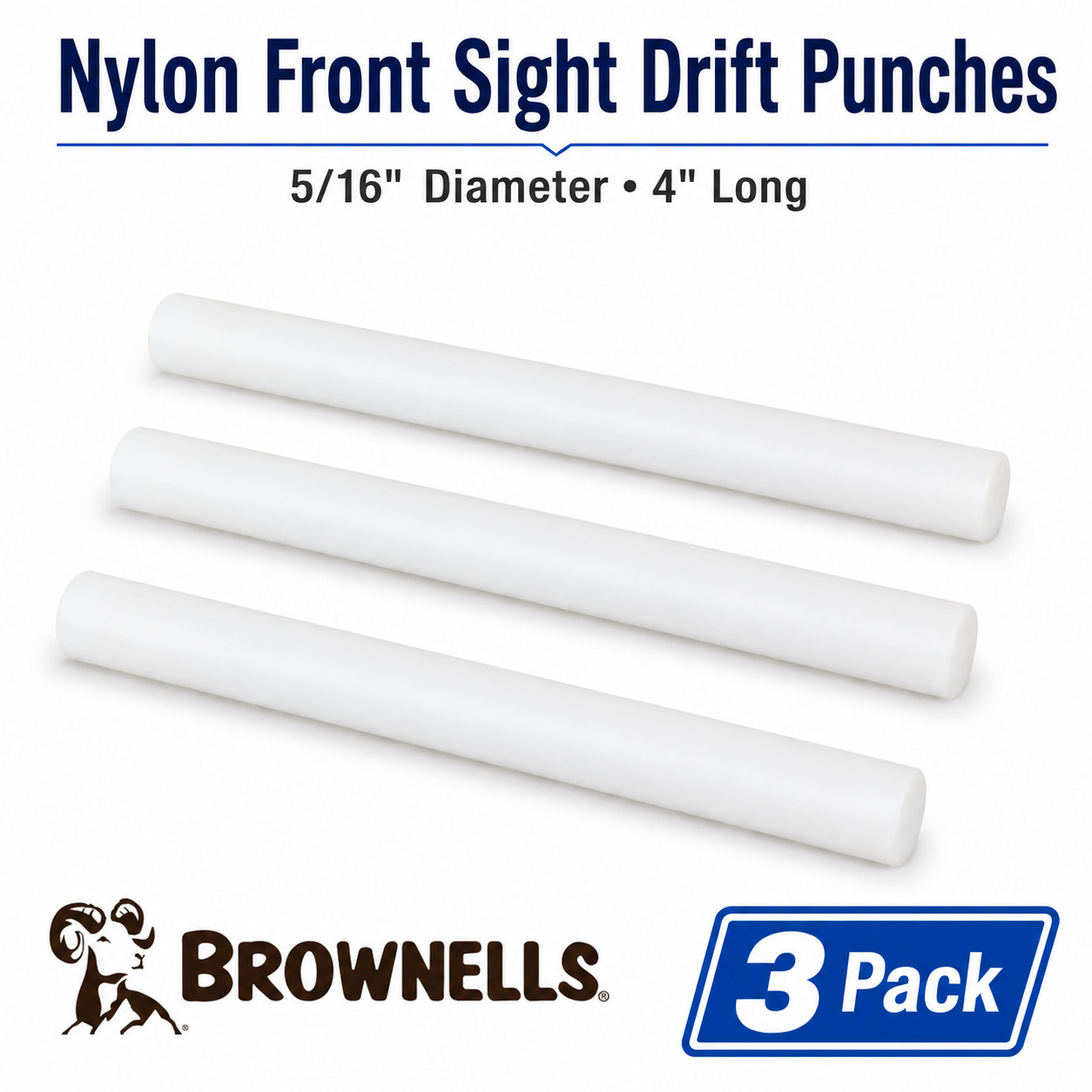 BROWNELLS Nylon Front Sight Drift Punches 5/16" Diameter 3-Pack