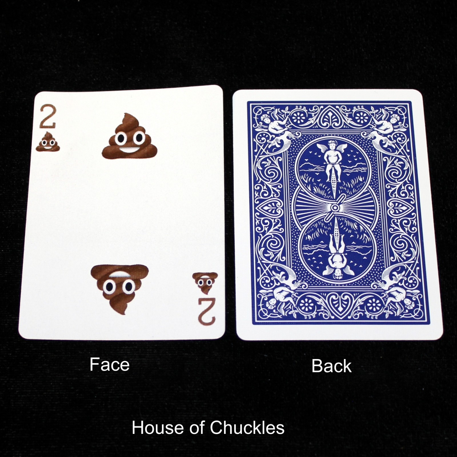 Two of Poop Emoji, Bicycle Printed Gaff Card, Blue