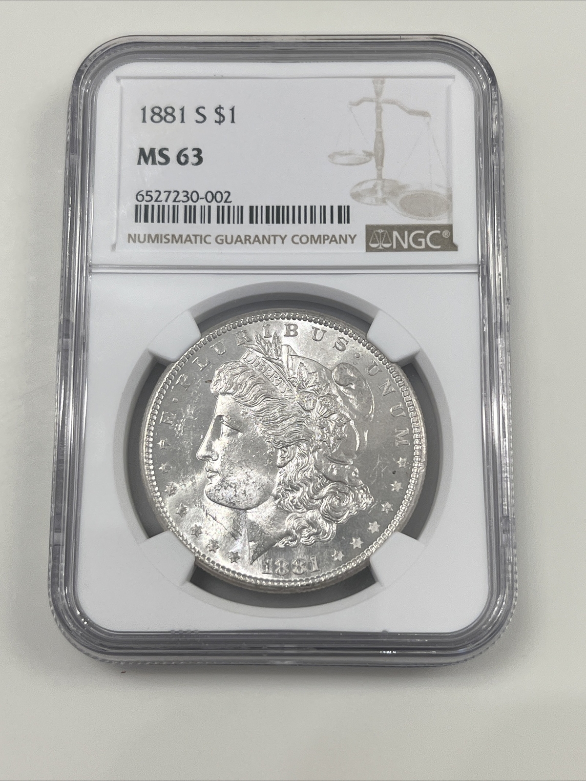 1881 S Morgan Silver Dollar MS 63 Certified NGC Nice Tab Toned US Silver Coin