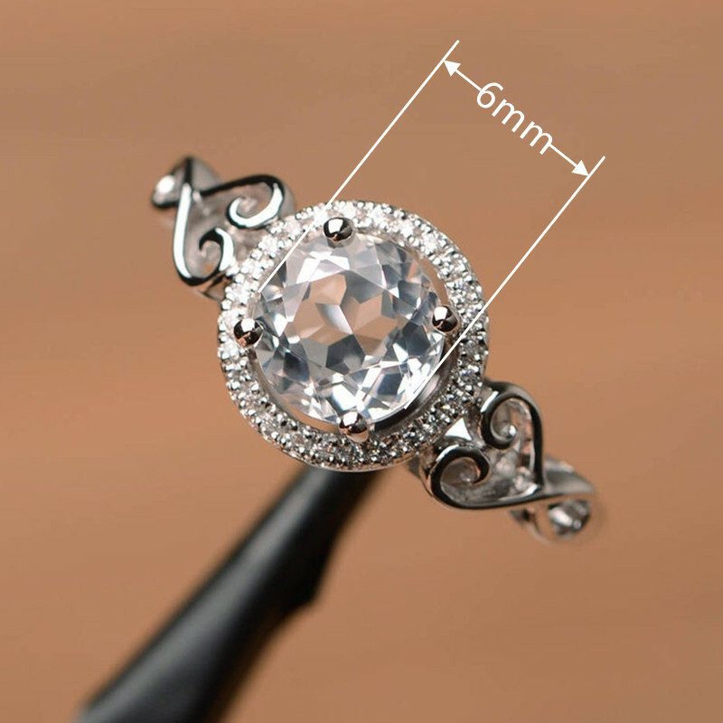 Women Round Cubic Zircon Jewelry Pretty Party 925 Silver Filled Ring 6-10