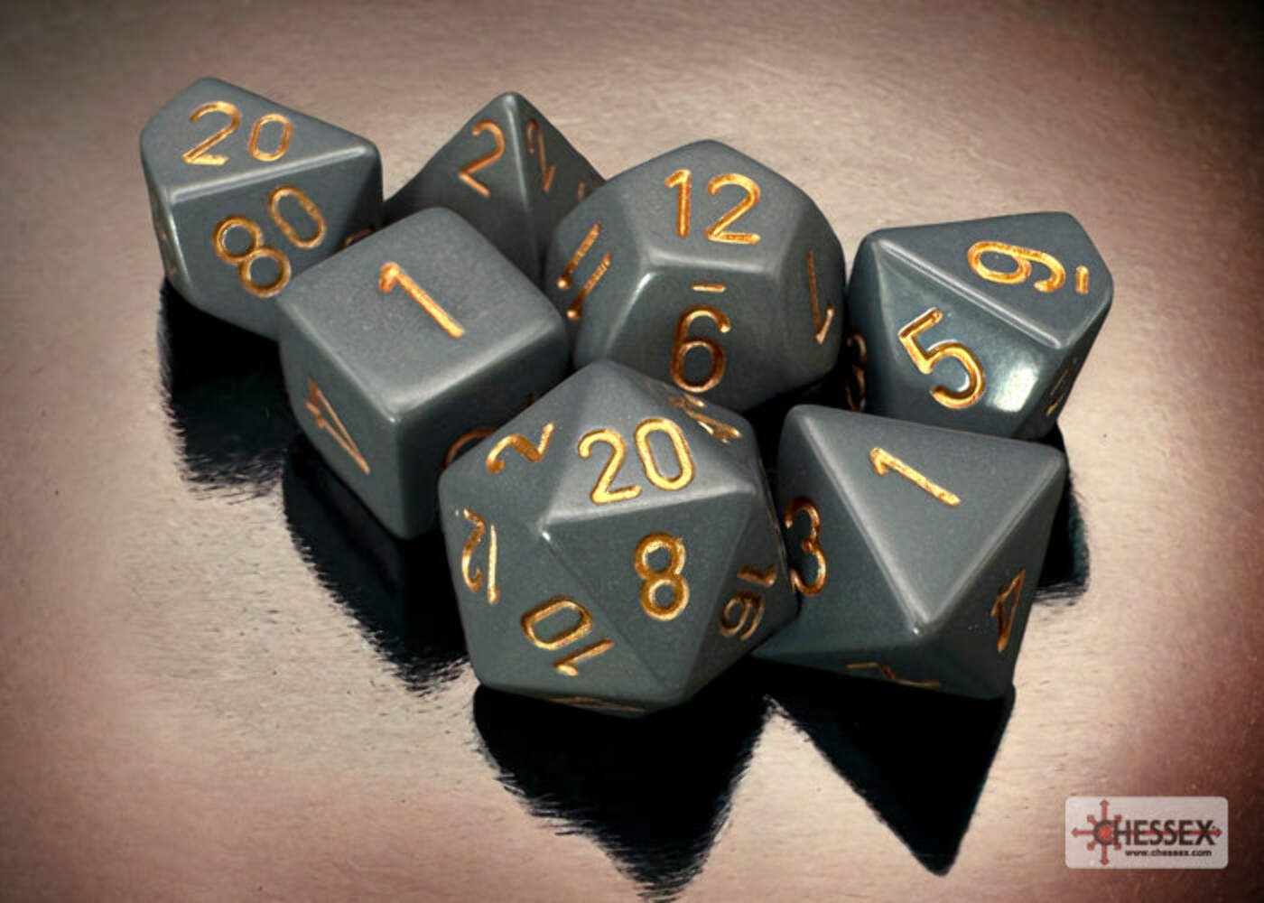 Chessex - Opaque Dark Grey/copper Polyhedral 7-Dice Set