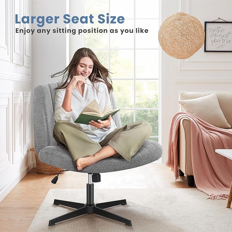 Wide Seat Ergonomic Desk Chair Adjustable Height Armless Office Chair Comfort US