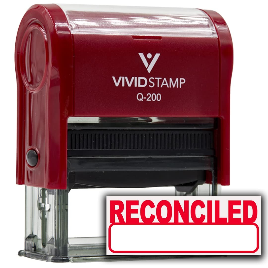 Basic Reconciled Self Inking Rubber Stamp Red Ink Q200 Office Desk Supply