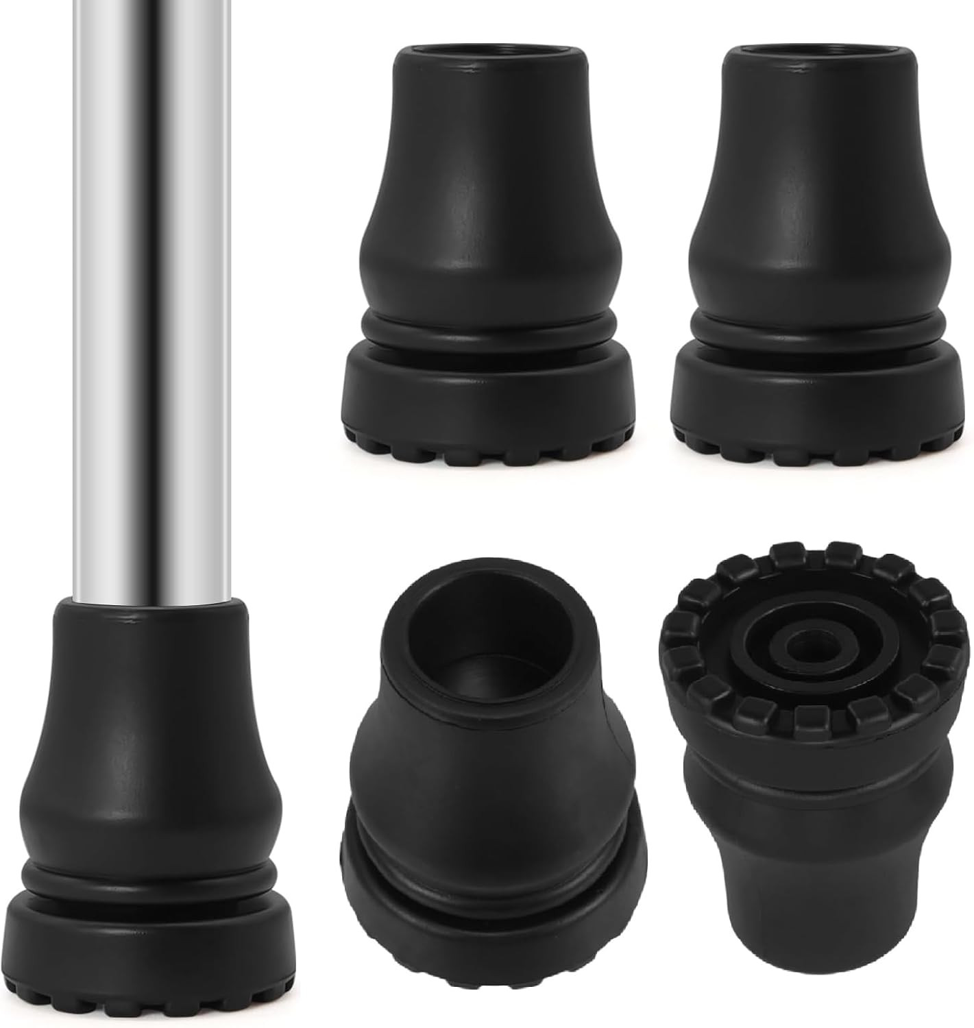 4PCS Rubber Cane Tips 7/8 Inch Heavy Duty Walking Cane Tips, anti Slip Replace R