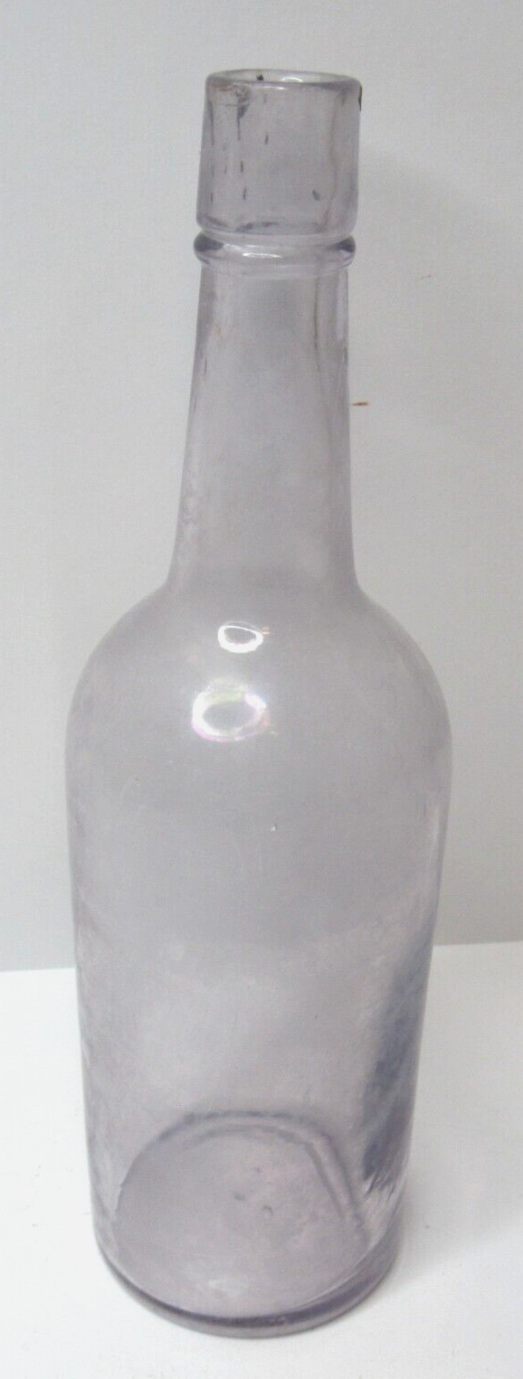 Vintage Hand Blown  Light Purple Iridescent Glass Liquor Whisky  Bottle  #BL-28