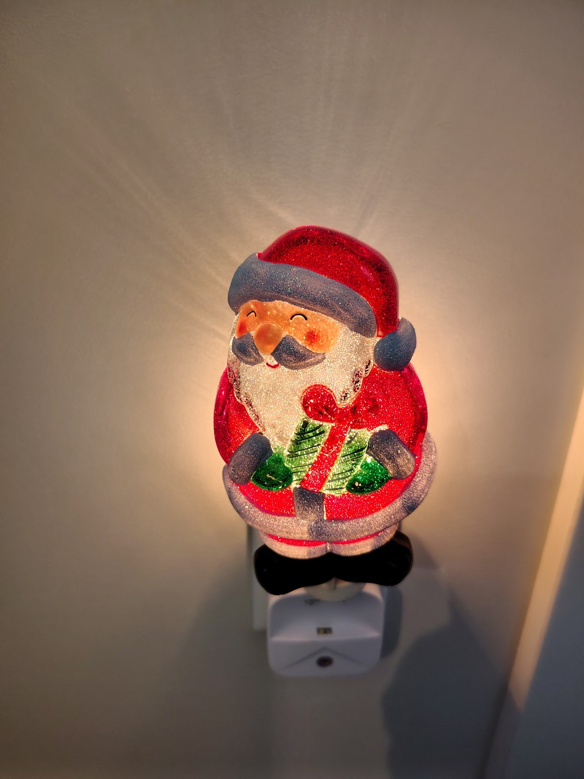 Holiday Time Santa Claus  with gift  Night Light Plug-In Christmas Decoration