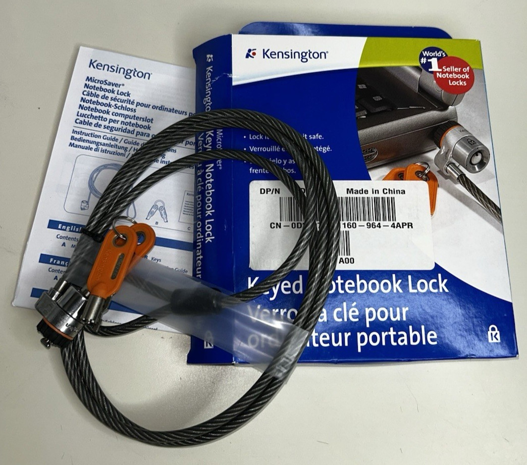 Kensington MicroSaver Keyed Notebook Lock Model 64068E NOB, New Open Box