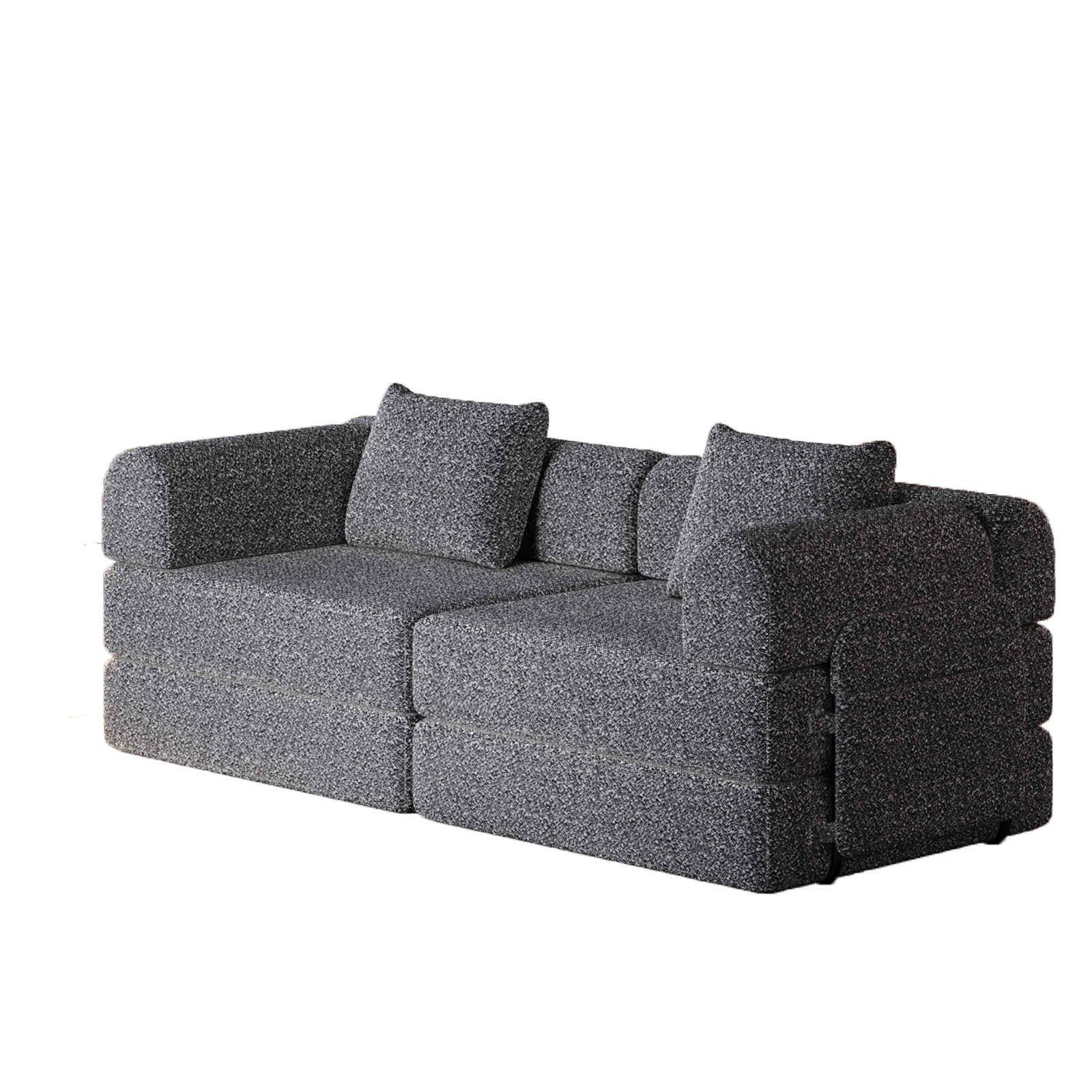 72in foldable Chenier sofa, equipped two side storage bags and two cushions Grey