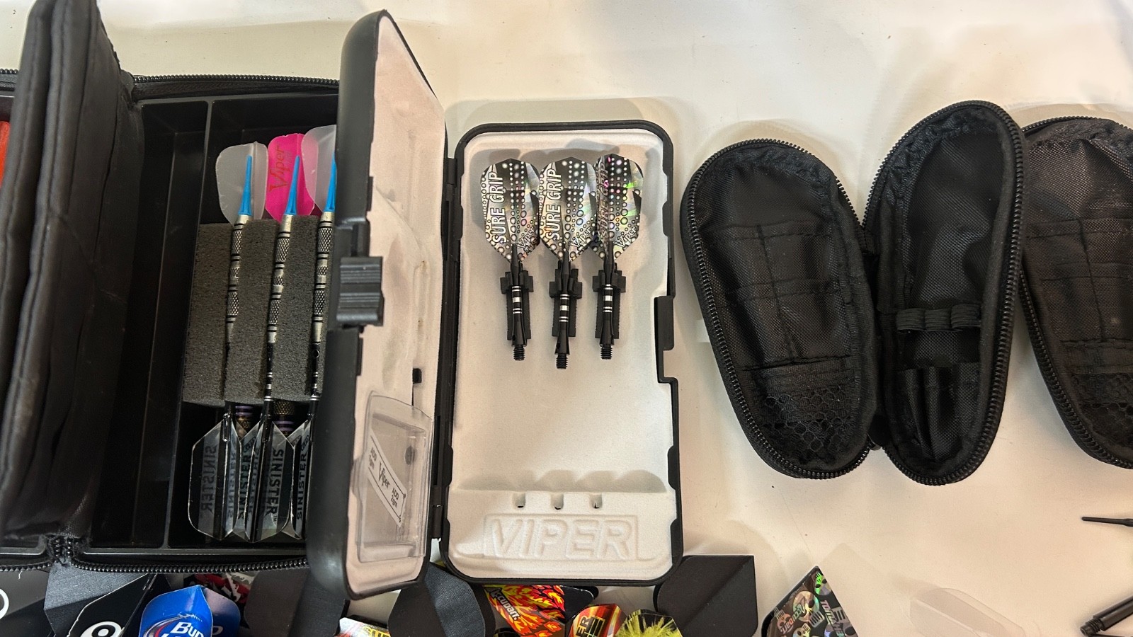 Large Lot Darts, +Cases Bundle Viper/Casemaster, Feathers, Soft Tips, onD