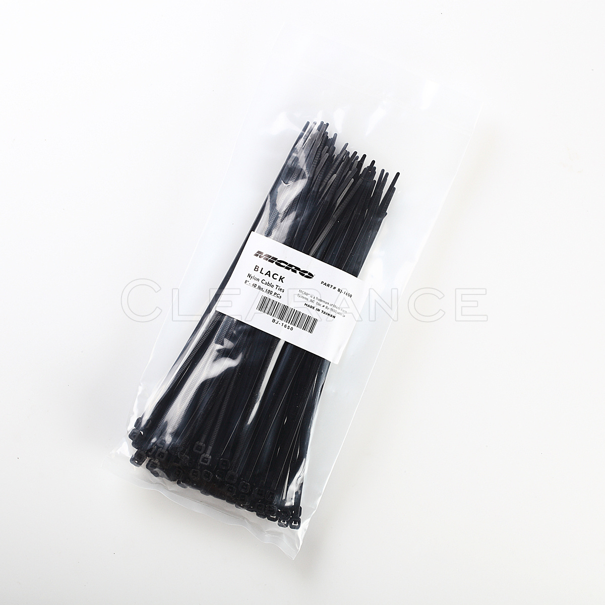 NYLON BLACK 8 INCH 40 LBS UV WEATHER RESISTANT WIRE CABLE 100 PACK