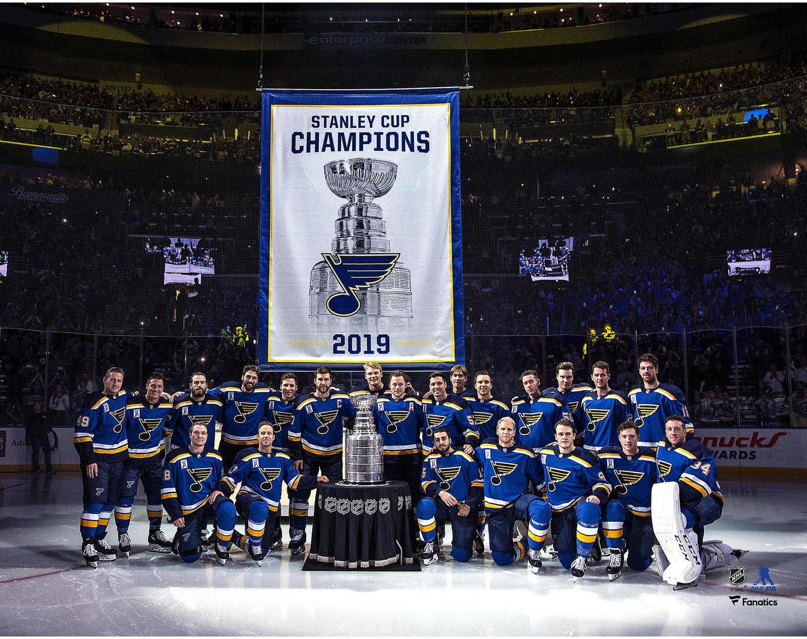 St. Louis Blues Unsigned Banner Night Photograph
