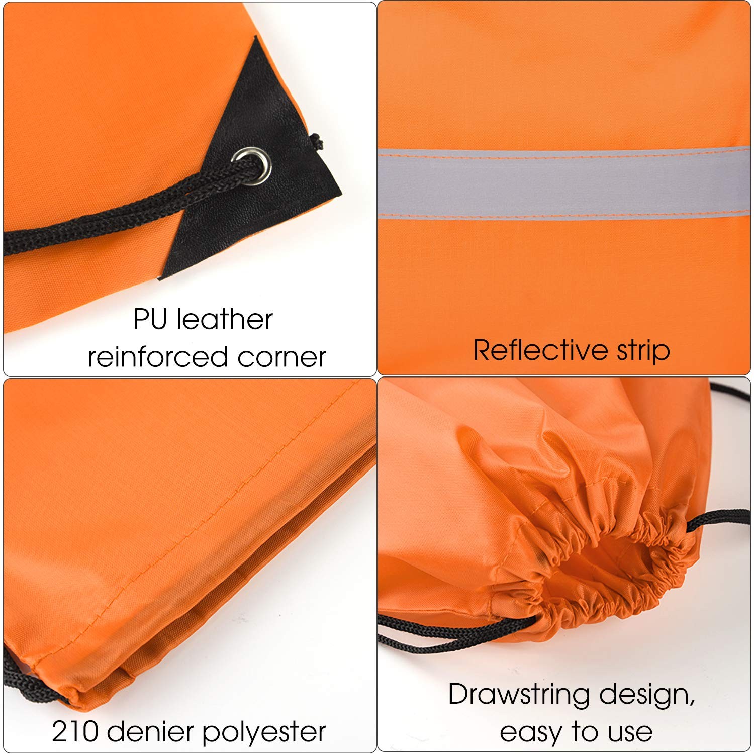 22 Pcs Drawstring Backpack Bag Bulk Reflective Backpack String Bags Cinch Sac...